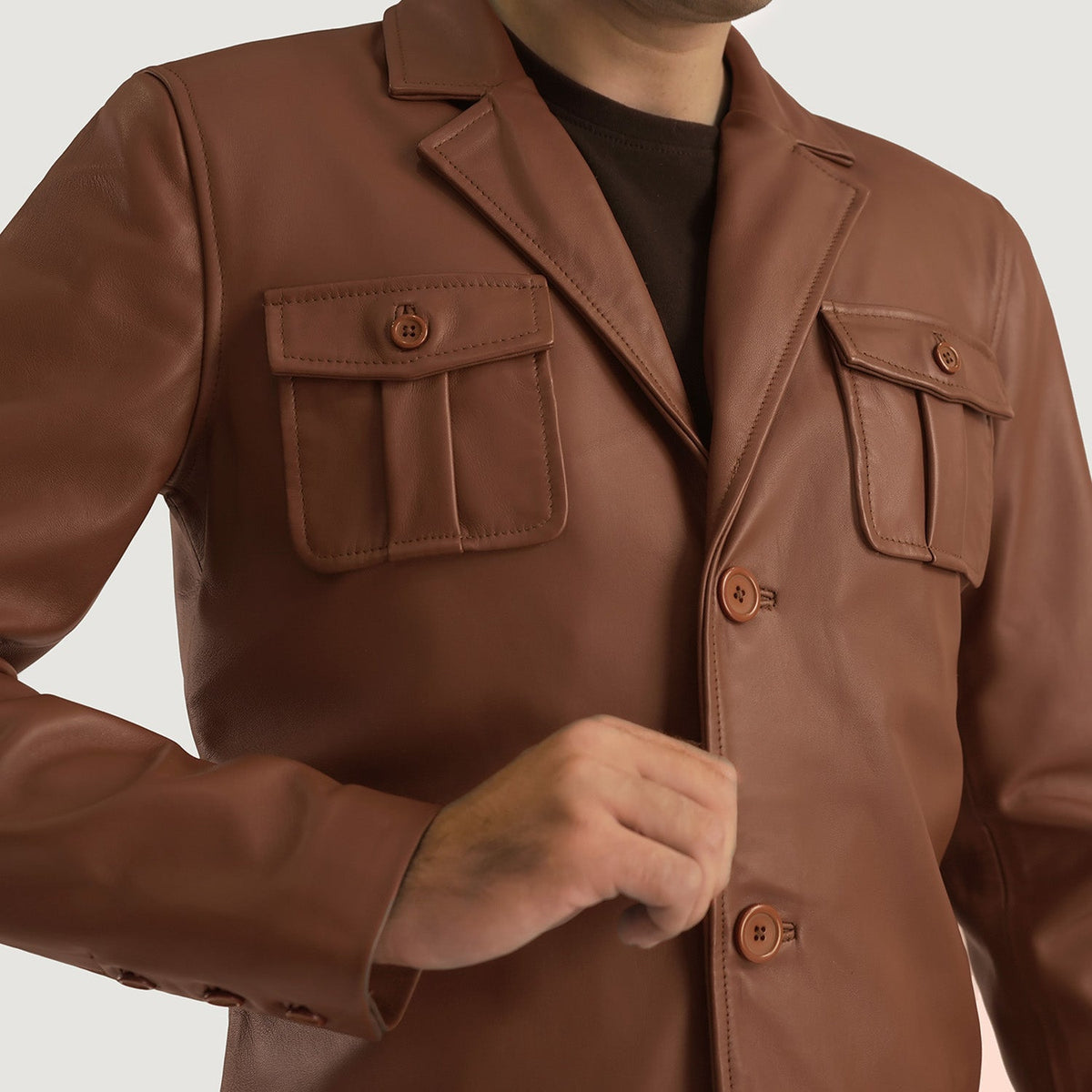 Ray Cutler Blusão de Couro para Homem – alternate product view 6