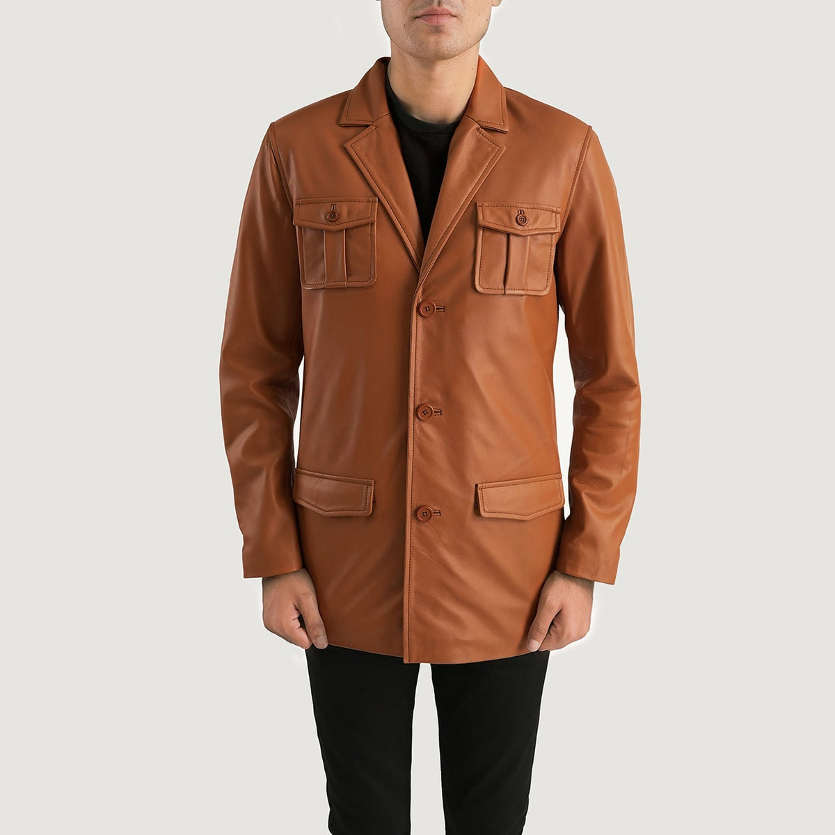 Ray Cutler Blusão de Couro para Homem – alternate product view 1