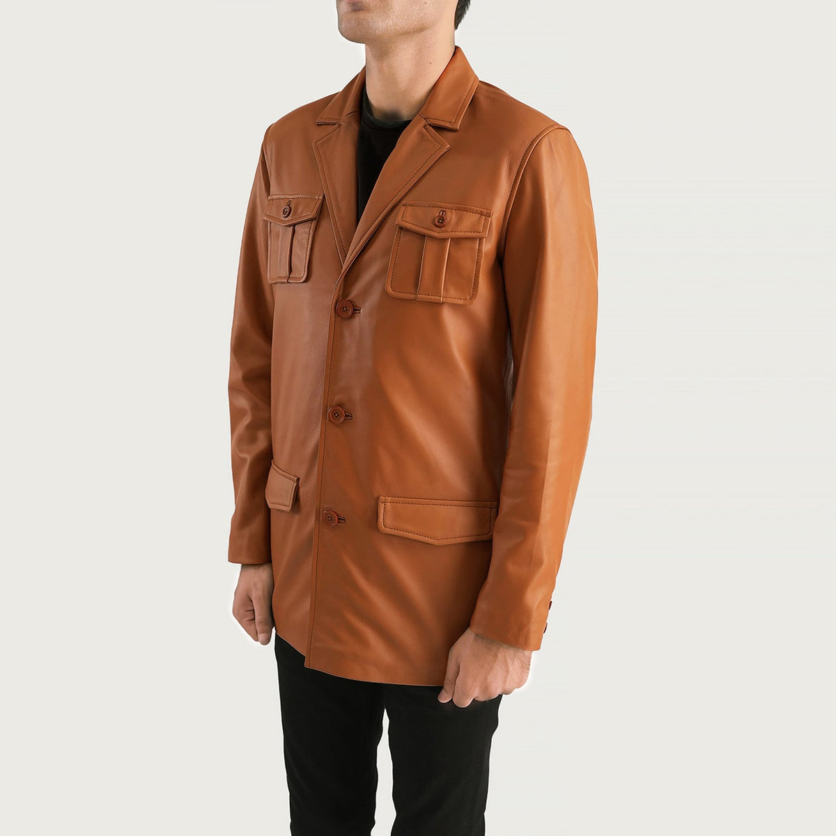 Ray Cutler Blusão de Couro para Homem – alternate product view 2