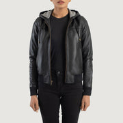 
Rebella Hooded Jaqueta Bomber de Couro para Mulher – alternate product view 1