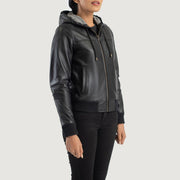 
Rebella Hooded Jaqueta Bomber de Couro para Mulher – alternate product view 2
