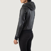 
Rebella Hooded Jaqueta Bomber de Couro para Mulher – alternate product view 5
