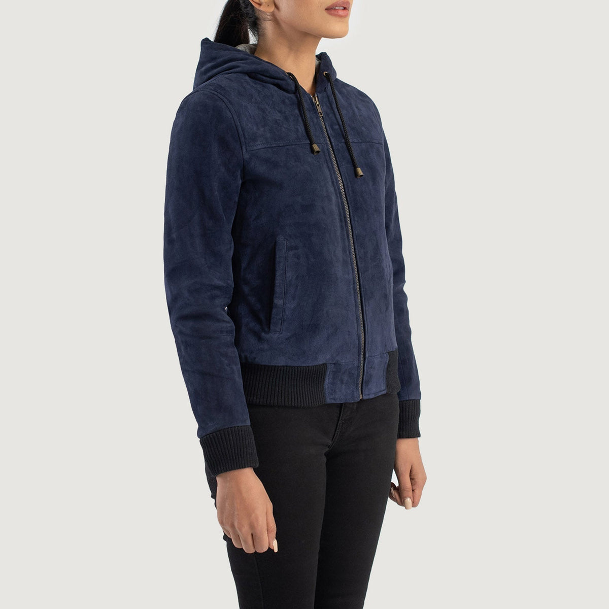
Rebella Hooded Jaqueta Bomber de Couro para Mulher – alternate product view 2