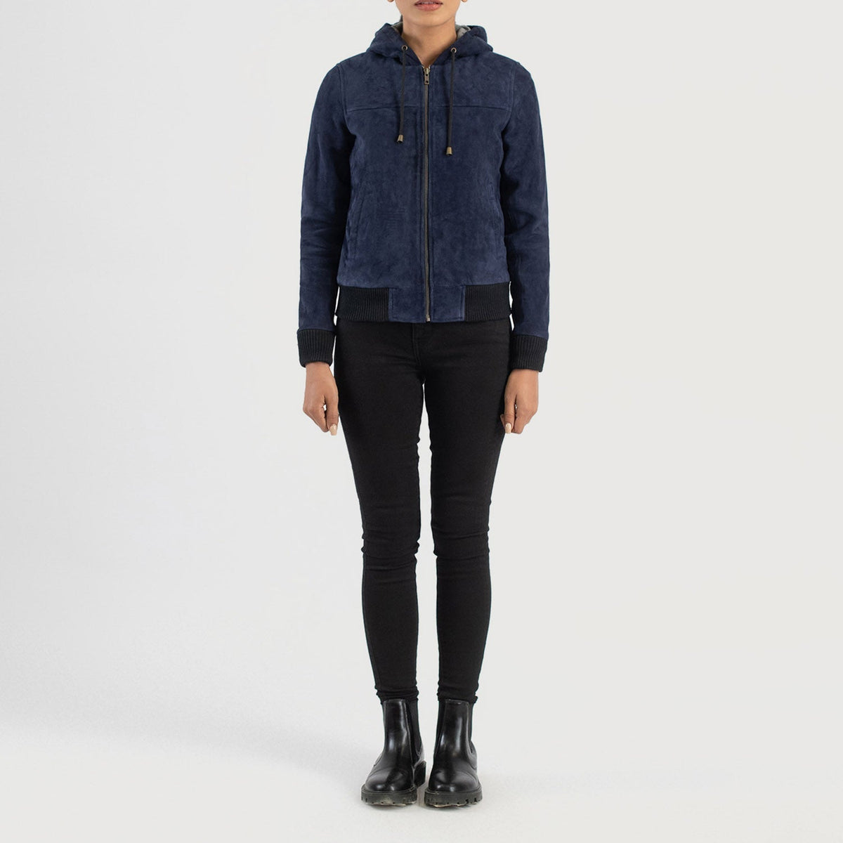 
Rebella Hooded Jaqueta Bomber de Couro para Mulher – alternate product view 3
