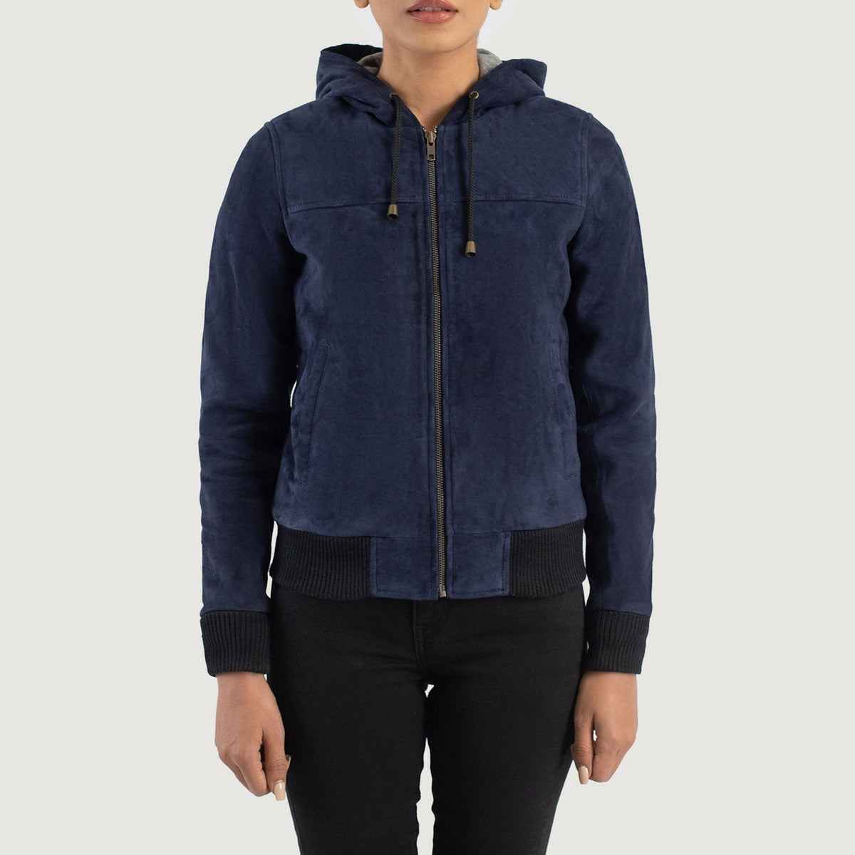 
Rebella Hooded Jaqueta Bomber de Couro para Mulher – alternate product view 4