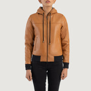 
Rebella Hooded Jaqueta Bomber de Couro para Mulher – alternate product view 4