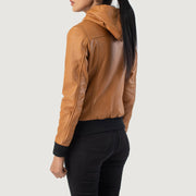 
Rebella Hooded Jaqueta Bomber de Couro para Mulher – alternate product view 5