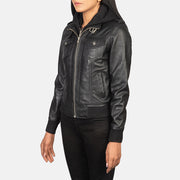 Roslyn Hooded Blusão Bomber de Couro para Mulher – alternate product view 2