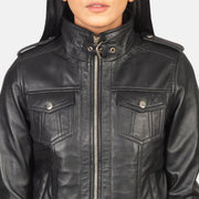 Roslyn Hooded Blusão Bomber de Couro para Mulher – alternate product view 6
