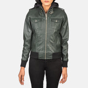 Roslyn Hooded Blusão Bomber de Couro para Mulher – alternate product view 4