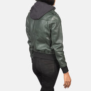 Roslyn Hooded Blusão Bomber de Couro para Mulher – alternate product view 5