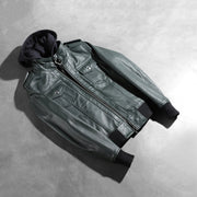 Roslyn Hooded Blusão Bomber de Couro para Mulher – alternate product view 7