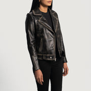 
Rumy Bordô Jaqueta Biker de Couro para Mulher – alternate product view 2