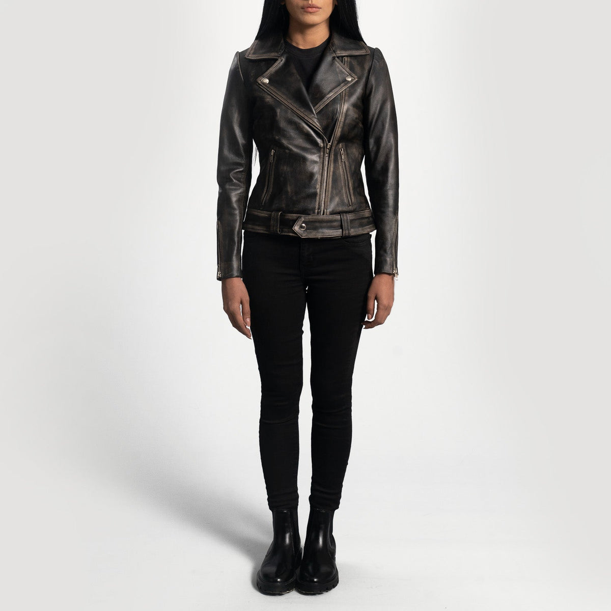 
Rumy Bordô Jaqueta Biker de Couro para Mulher – alternate product view 3