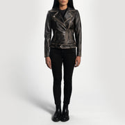 
Rumy Bordô Jaqueta Biker de Couro para Mulher – alternate product view 3