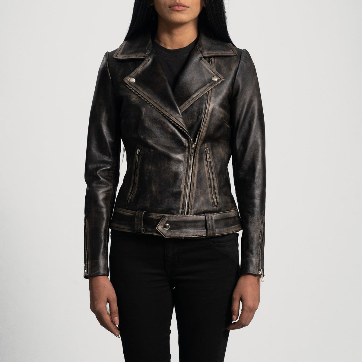 
Rumy Bordô Jaqueta Biker de Couro para Mulher – alternate product view 4