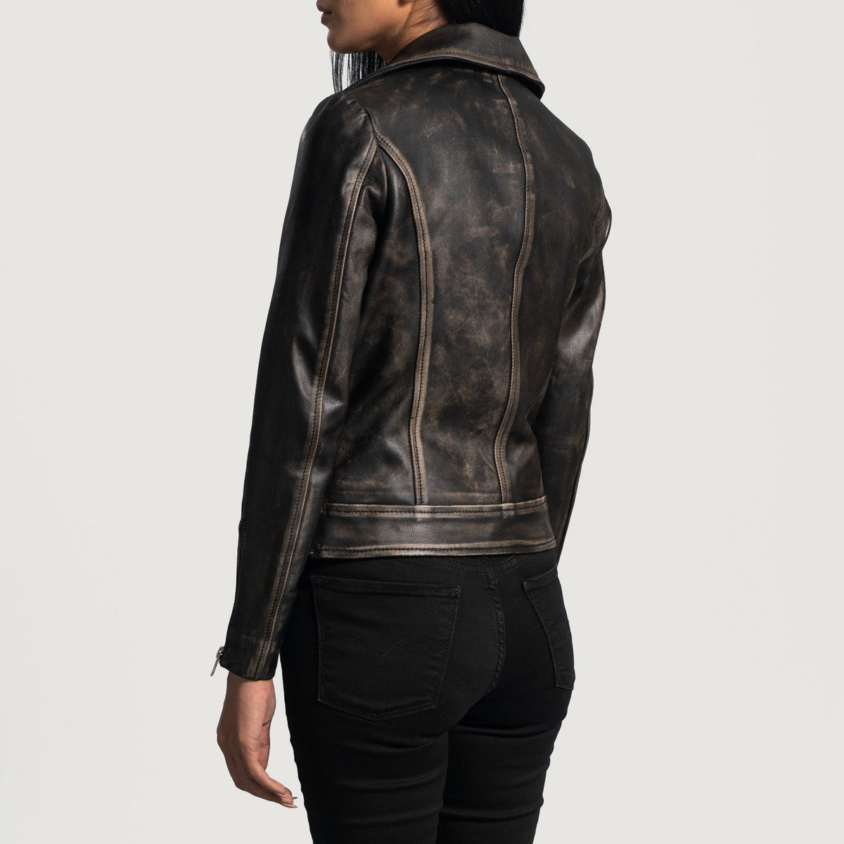 
Rumy Bordô Jaqueta Biker de Couro para Mulher – alternate product view 5