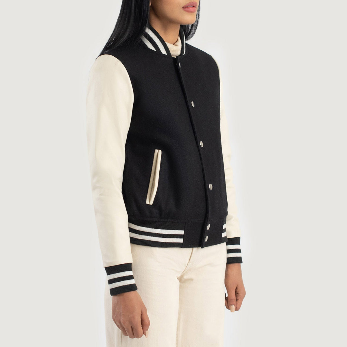 Savant Varsity Blusão de Couro para Mulher – alternate product view 2
