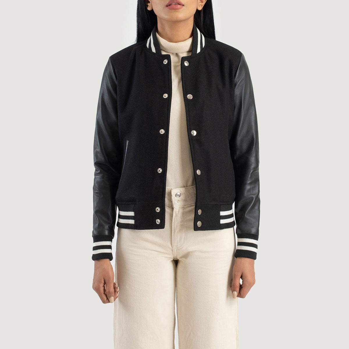 Savant Varsity Blusão de Couro para Mulher – alternate product view 1