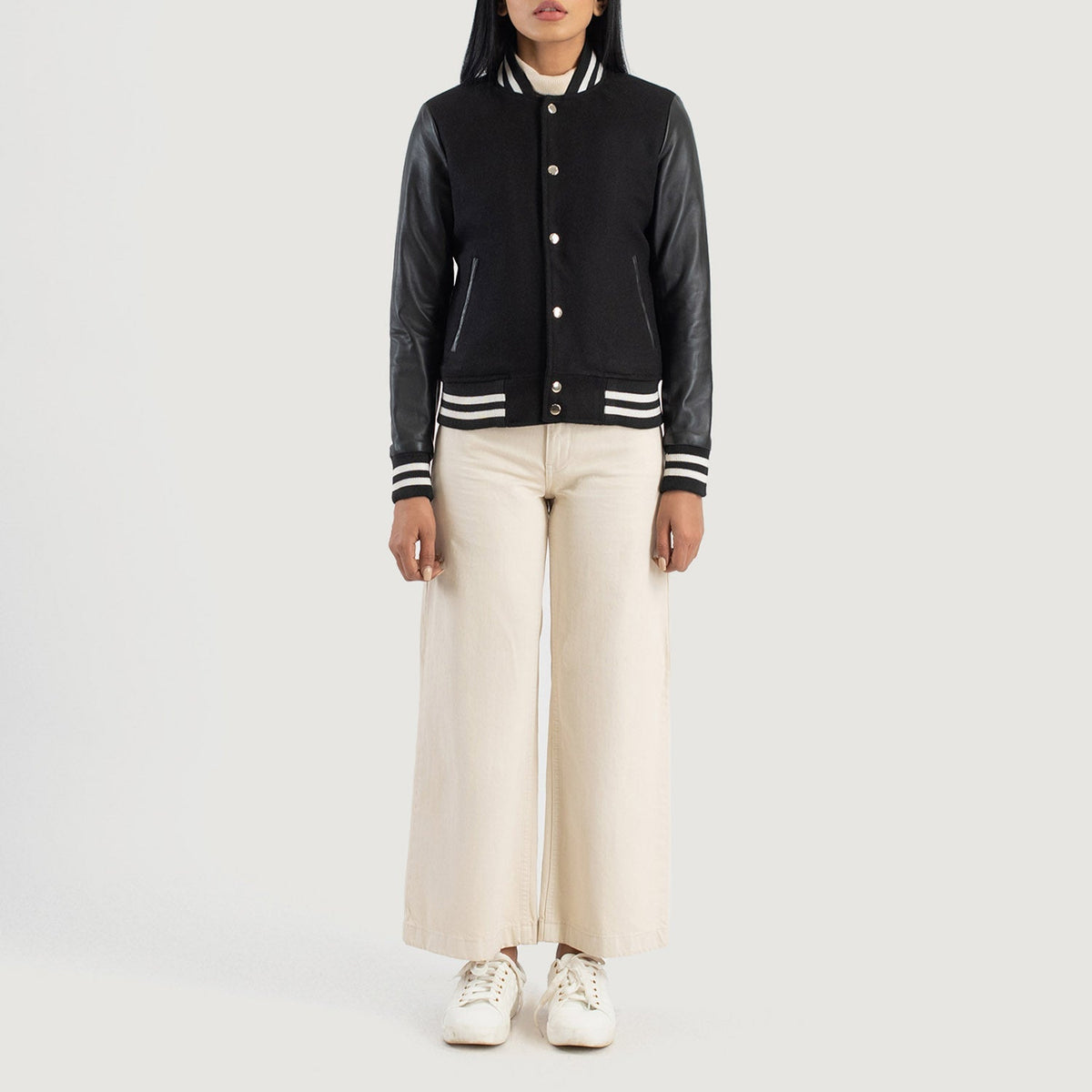 Savant Varsity Blusão de Couro para Mulher – alternate product view 3