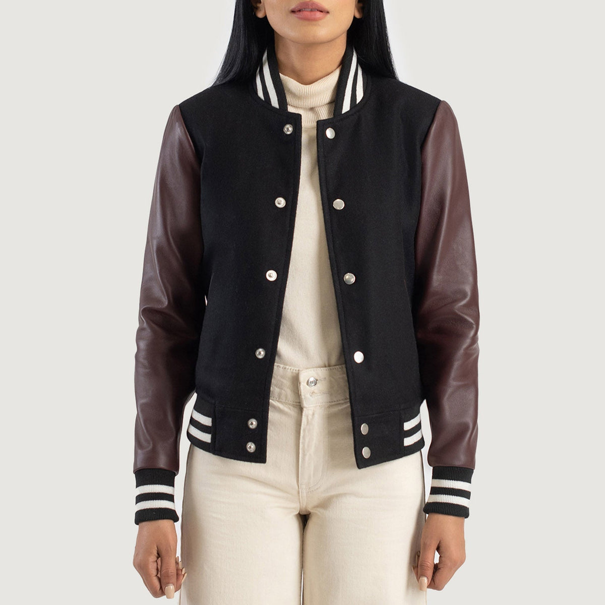 Savant Varsity Blusão de Couro para Mulher – alternate product view 1
