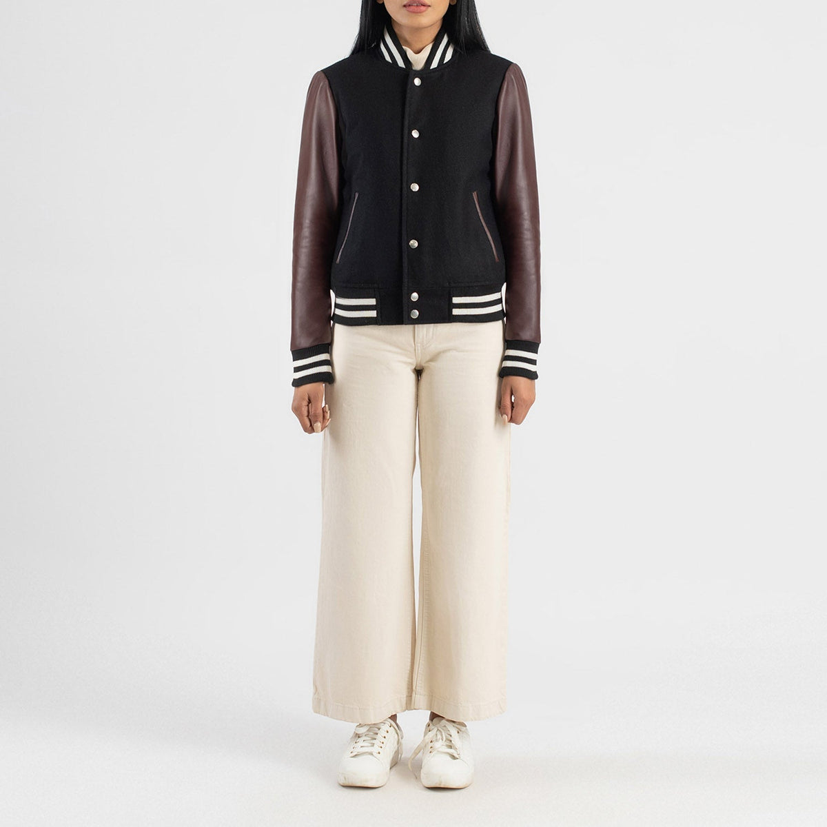 Savant Varsity Blusão de Couro para Mulher – alternate product view 3