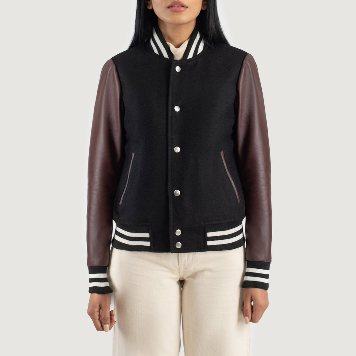 Savant Varsity Blusão de Couro para Mulher – alternate product view 4