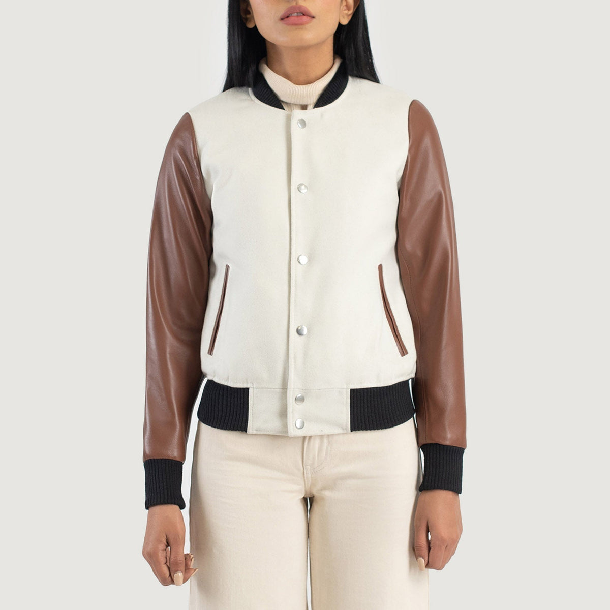 Savant Varsity Blusão de Couro para Mulher – alternate product view 4