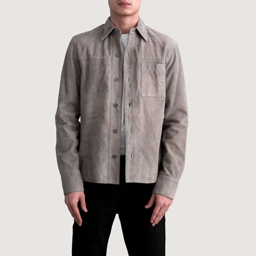 Scout Grey Suede Leather Shirt para Homem