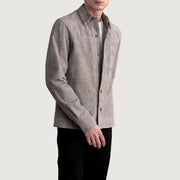 
Grey Goatskin suede Jacket - Vista traseira com ombros definidos e bainha impecável