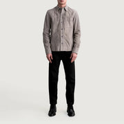 
Vista detalhada of Shirt & Buttons Hardware on Scout Grey Suede Leather Shirt para Homem para Homem