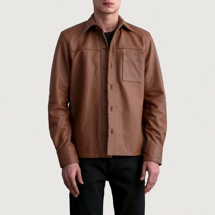 Scout Matte Castanho Leather Shirt para Homem