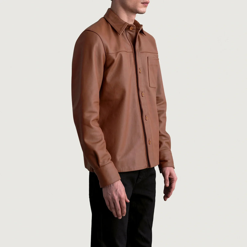 Scout Matte Castanho Leather Shirt para Homem