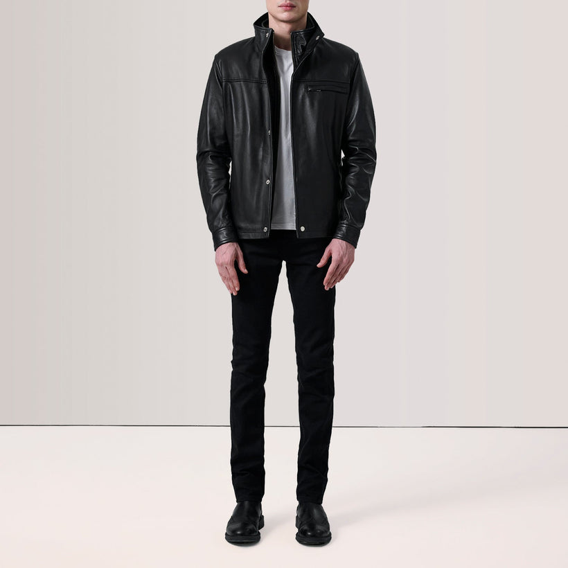 Sean Preto Leather Classic Blusão de Couro para Homem