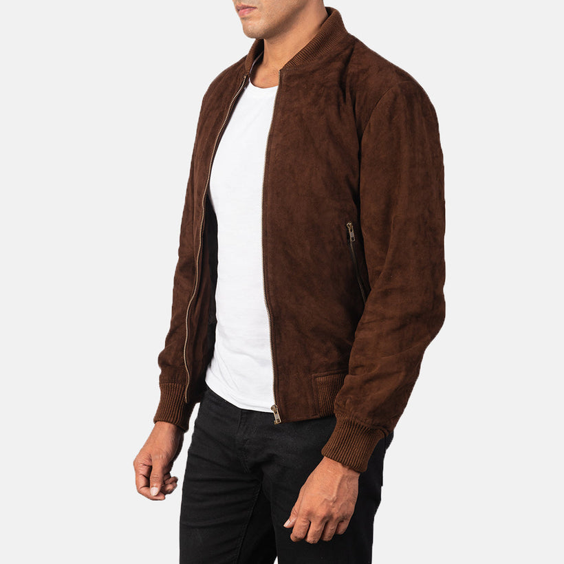 Shane Mocha Suede Blusão Bomber de Couro para Homem