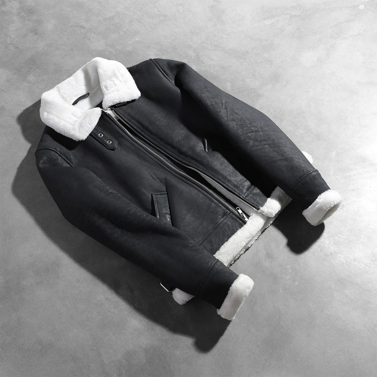
Sherilyn B-3 Preto Jaqueta Bomber de Couro para Mulher – alternate product view 7
