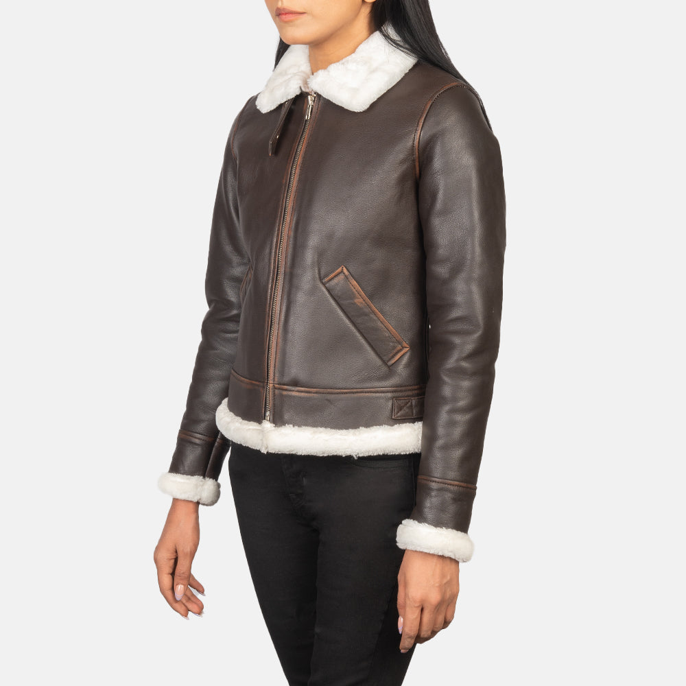 
Sherilyn B-3 Preto Jaqueta Bomber de Couro para Mulher – alternate product view 2