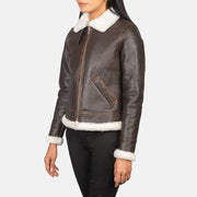 
Sherilyn B-3 Preto Jaqueta Bomber de Couro para Mulher – alternate product view 2