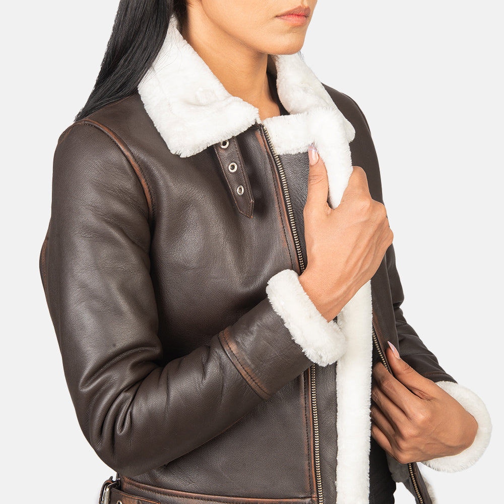
Sherilyn B-3 Preto Jaqueta Bomber de Couro para Mulher – alternate product view 6