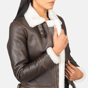 
Sherilyn B-3 Preto Jaqueta Bomber de Couro para Mulher – alternate product view 6