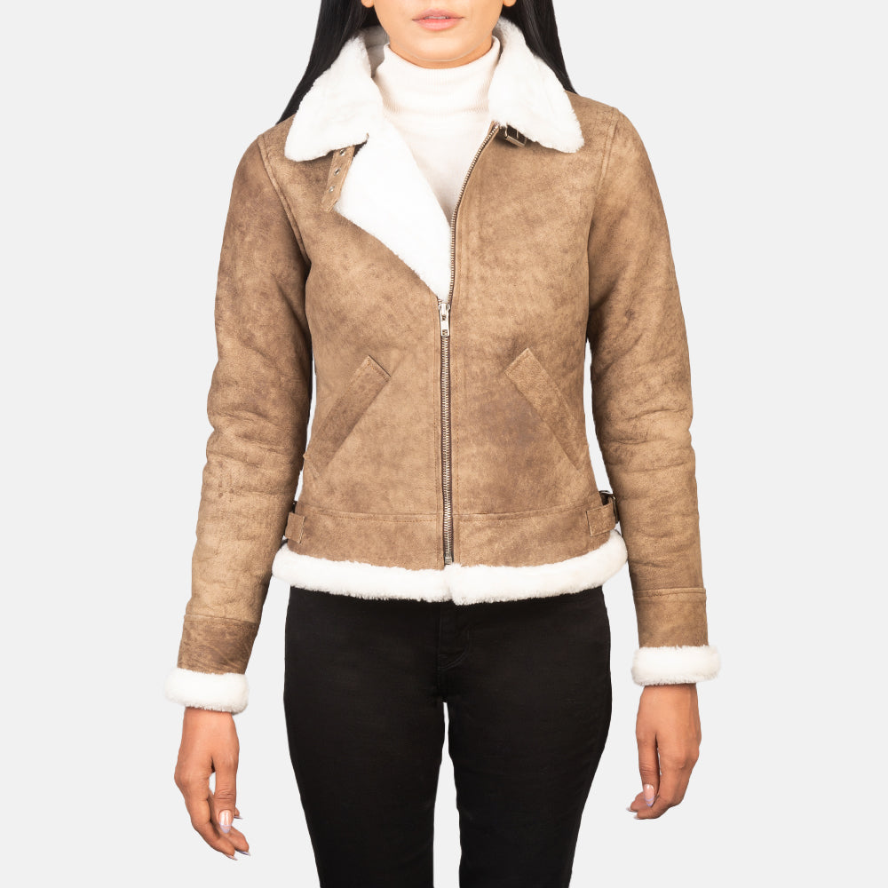 
Sherilyn B-3 Preto Jaqueta Bomber de Couro para Mulher – alternate product view 1