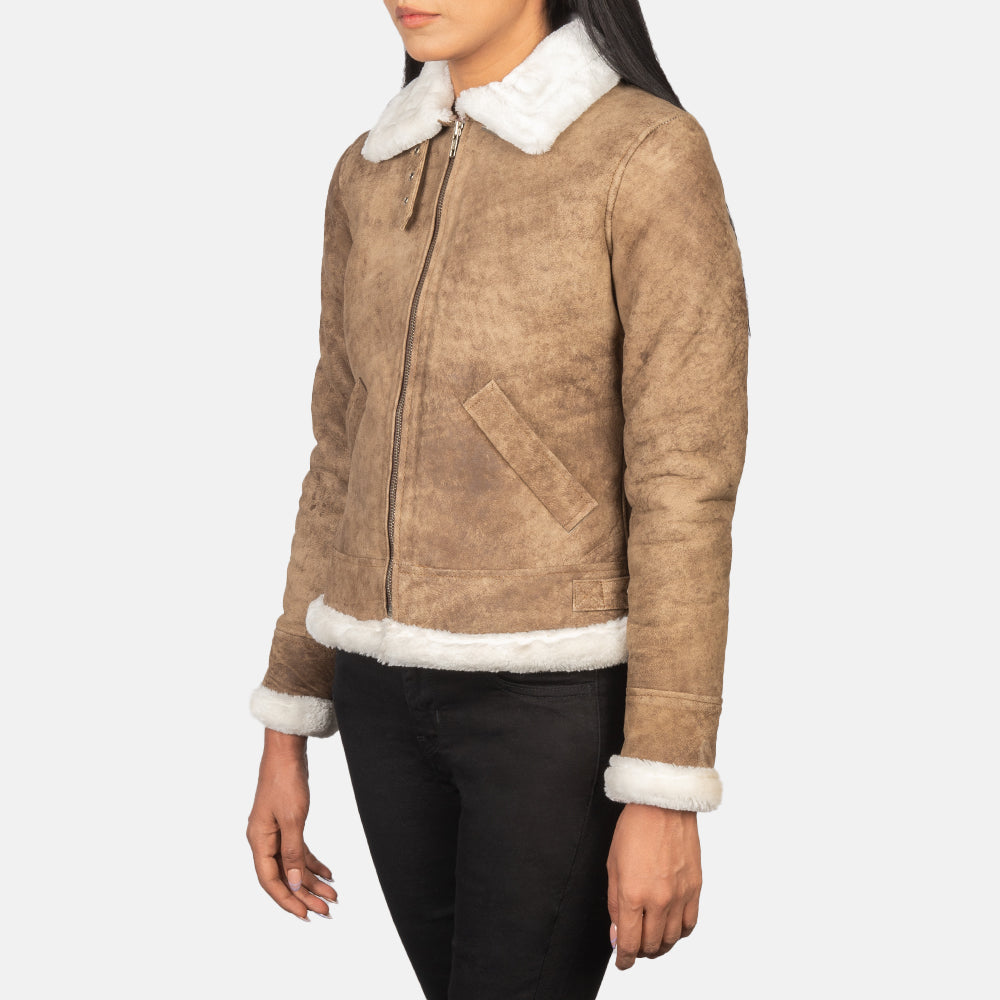 
Sherilyn B-3 Preto Jaqueta Bomber de Couro para Mulher – alternate product view 2