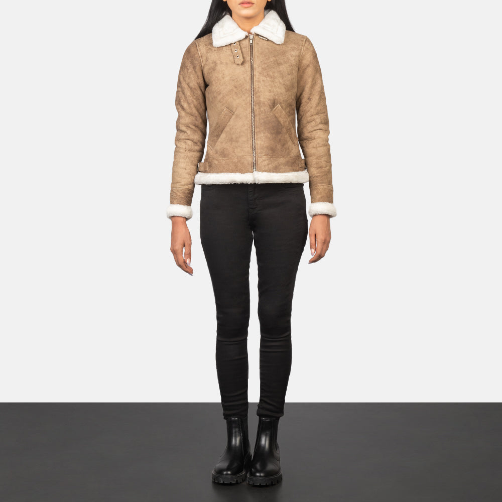 
Sherilyn B-3 Preto Jaqueta Bomber de Couro para Mulher – alternate product view 3