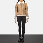 
Sherilyn B-3 Preto Jaqueta Bomber de Couro para Mulher – alternate product view 3