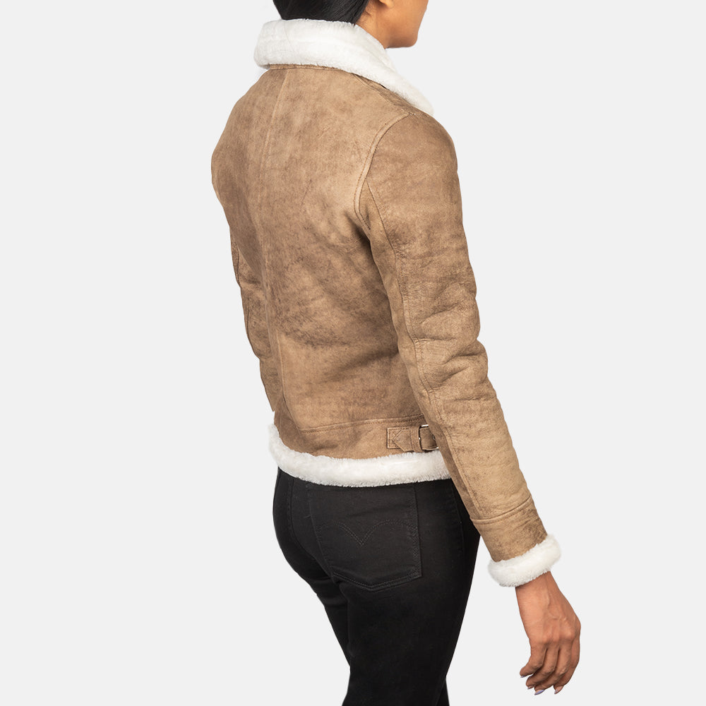
Sherilyn B-3 Preto Jaqueta Bomber de Couro para Mulher – alternate product view 5