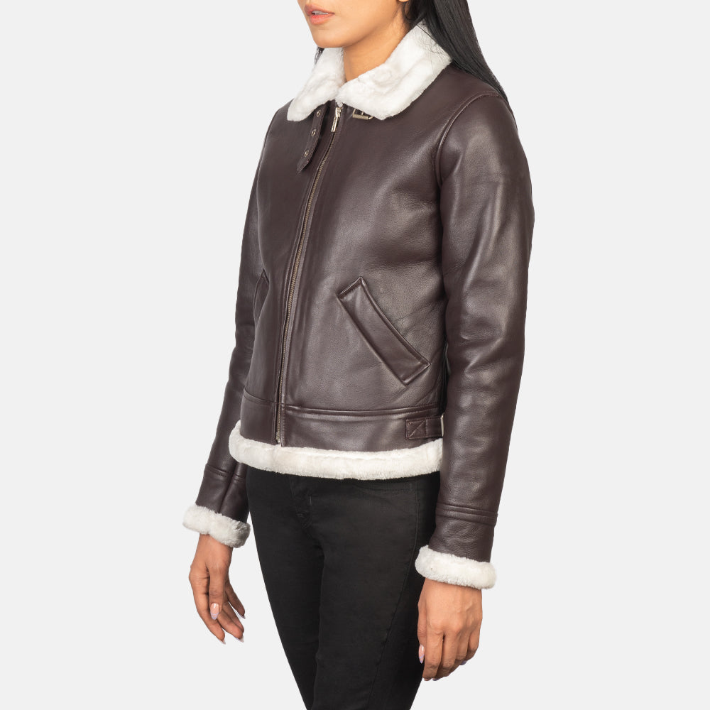 
Sherilyn B-3 Preto Jaqueta Bomber de Couro para Mulher – alternate product view 2