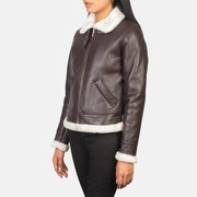 
Sherilyn B-3 Preto Jaqueta Bomber de Couro para Mulher – alternate product view 2