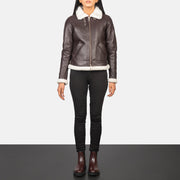 
Sherilyn B-3 Preto Jaqueta Bomber de Couro para Mulher – alternate product view 3
