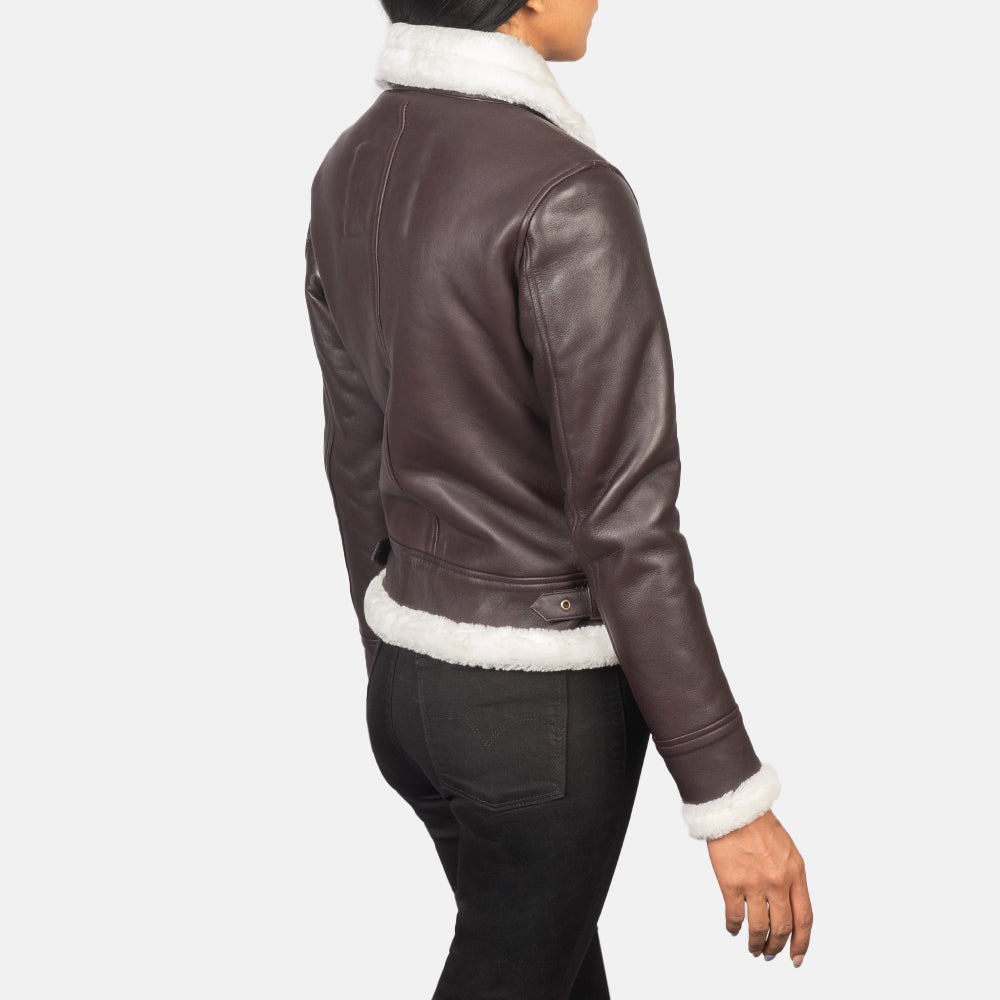 
Sherilyn B-3 Preto Jaqueta Bomber de Couro para Mulher – alternate product view 5
