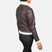 
Sherilyn B-3 Preto Jaqueta Bomber de Couro para Mulher – alternate product view 5